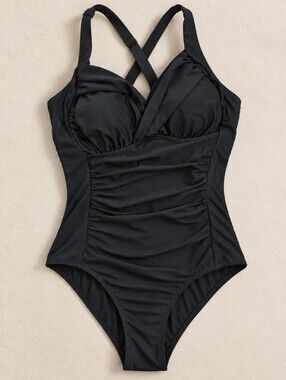 Black Women’s One-Piece Swimsuit - Classic Supportive Fit